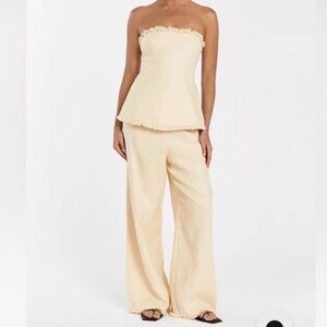 Brand New DISSH Zahara Lemon Linen Fringed Pant